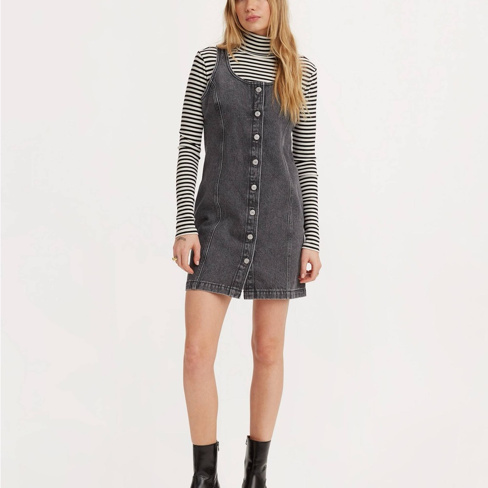 Levi's Black Stone Wash Denim Tuli Button-Down Dress Medium NWT